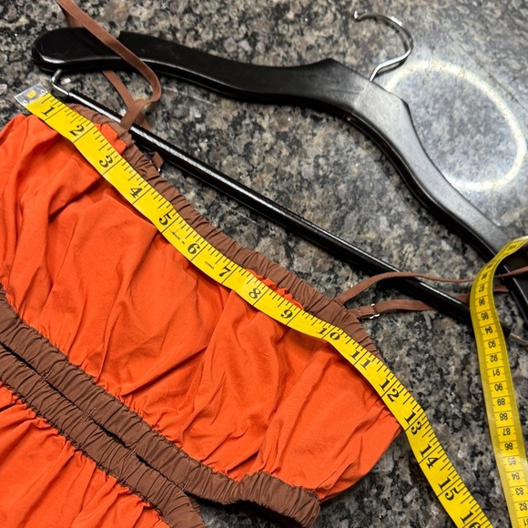 Forever 21 Vibrant Orange and Brown trim fall sundress NWOT S - Picture 8 of 11